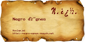 Negro Ágnes névjegykártya